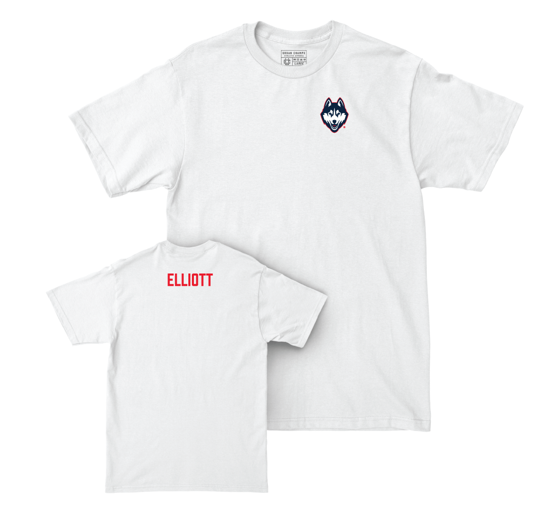 UConn Women's Track & Field Logo White Comfort Colors Tee - Alyssa Elliott Small