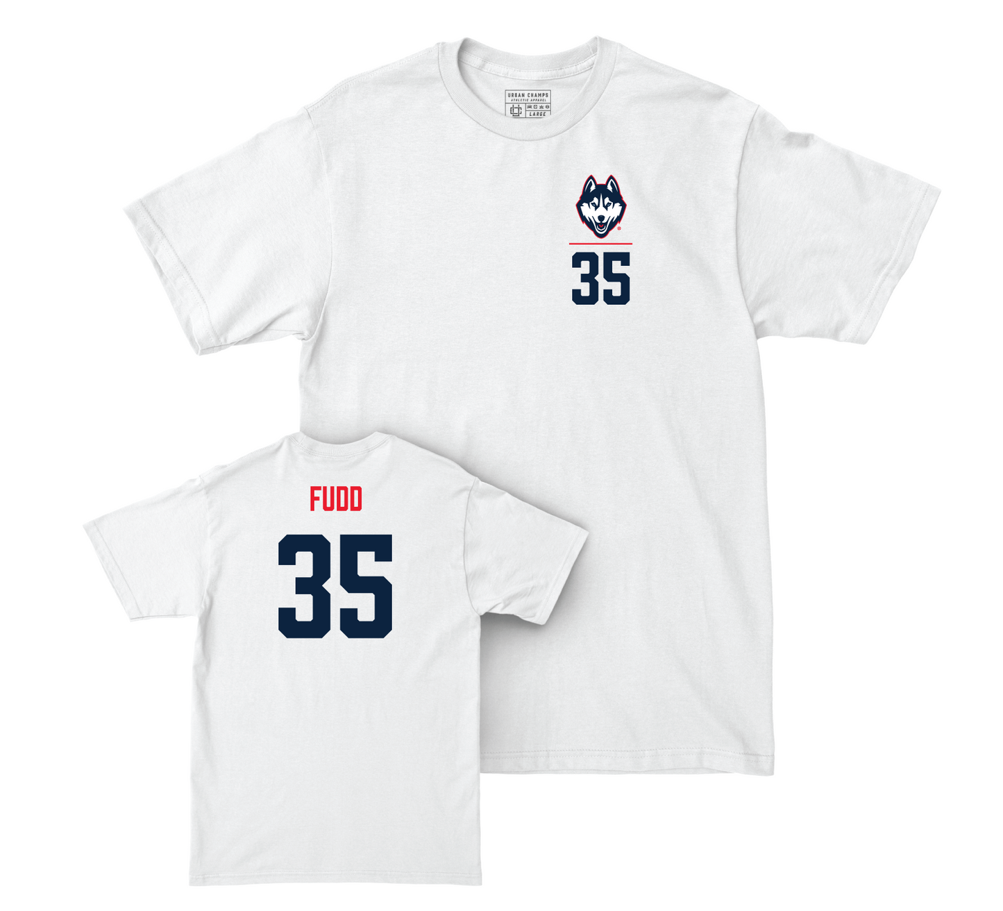 UConn Women's Basketball Logo White Comfort Colors Tee - Azzi Fudd | #35 Small