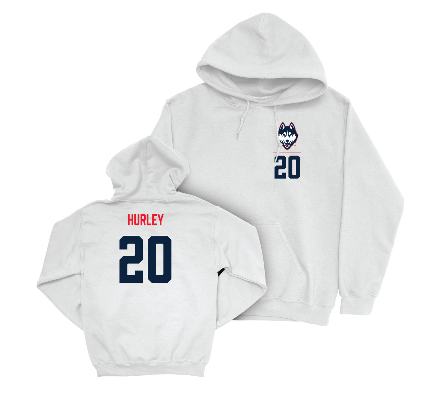 UConn Men's Basketball Logo White Hoodie - Andrew Hurley | #20 Small