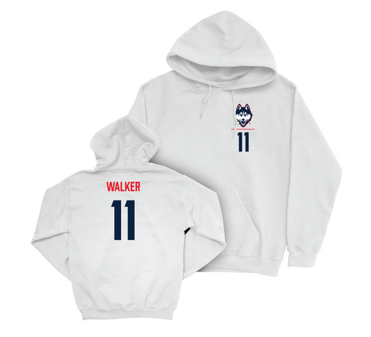 UConn Women's Ice Hockey Logo White Hoodie - Christina Walker | #11 Small