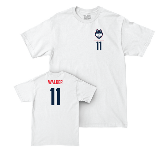 UConn Women's Ice Hockey Logo White Comfort Colors Tee - Christina Walker | #11 Small