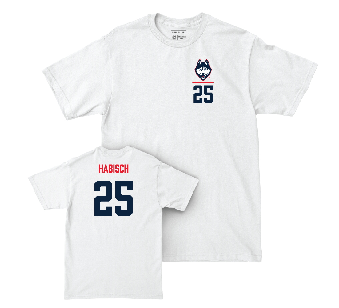 UConn Women's Ice Hockey Logo White Comfort Colors Tee - Jada Habisch | #25 Small