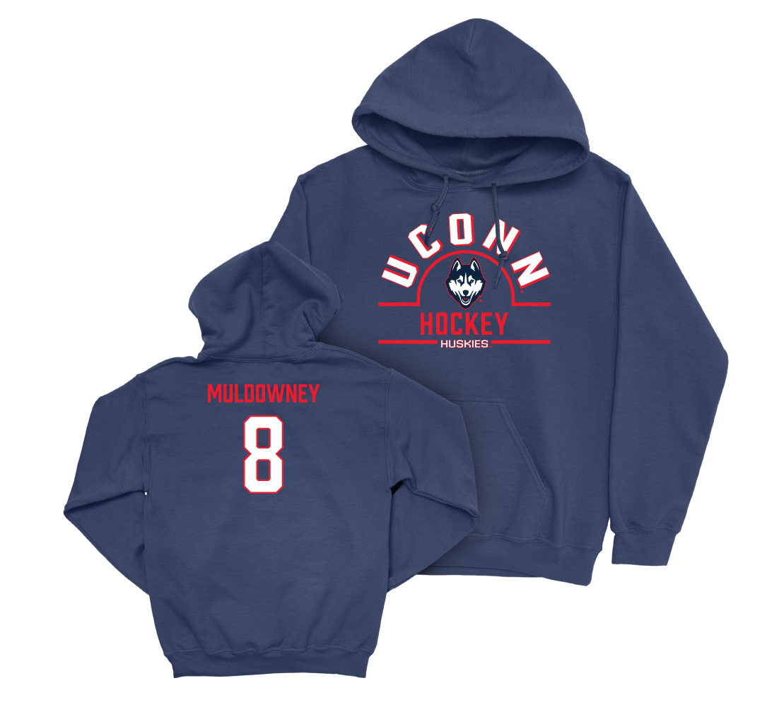 UConn Ice Hockey Arch Navy Hoodie - Joey Muldowney | #8 Small