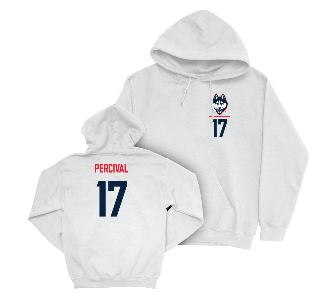 UConn Ice Hockey Logo White Hoodie - Jake Percival | #17 Small