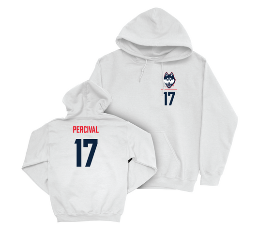 UConn Ice Hockey Logo White Hoodie - Jake Percival | #17 Small