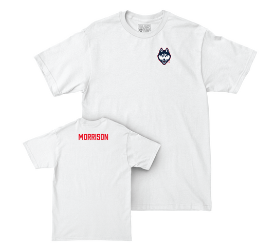 UConn Track & Field Logo White Comfort Colors Tee - Marc Morrison Small