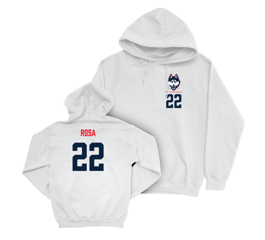 UConn Football Logo White Hoodie - Victor Rosa | #22 Small