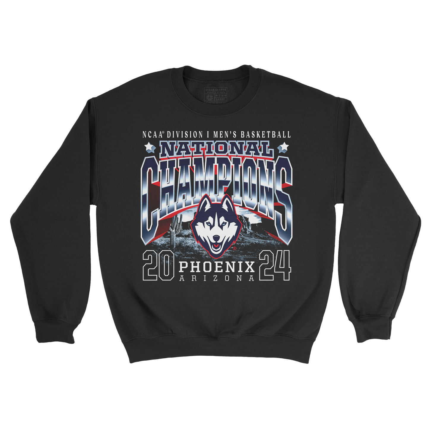 UCONN MBB 2024 National Champions Desert Streetwear Black Crew