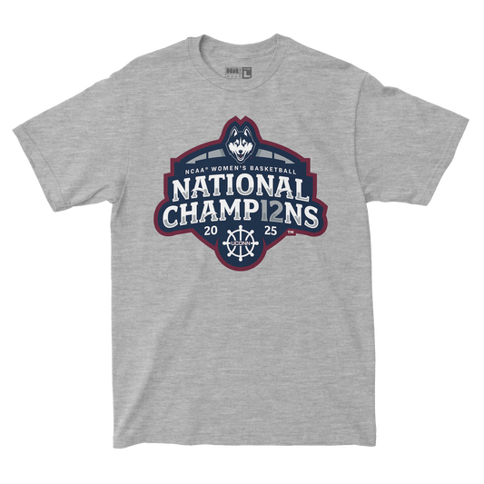 UConn Women's Basketball 2025 National Champions Sport Grey Badge Tee