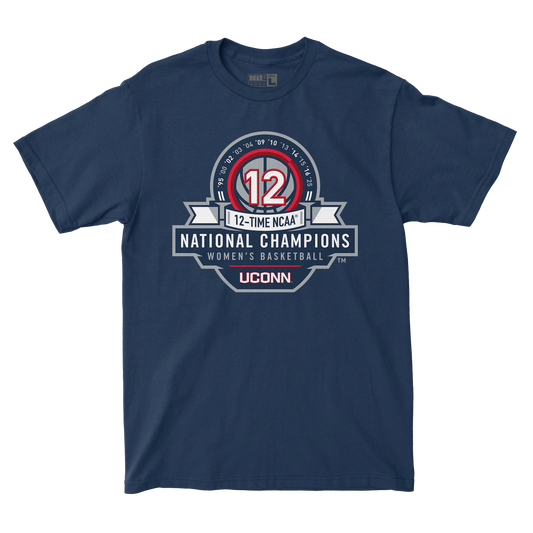 UConn Women's Basketball 2025 National Champions Navy Badge Tee
