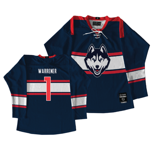 UConn Women's Ice Hockey Navy Jersey - Megan Warrener | #1