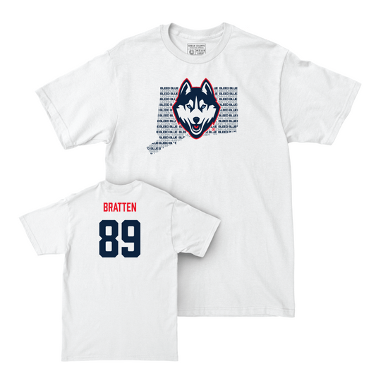 Football White Bleed Blue Comfort Colors Tee   - Trace Bratten