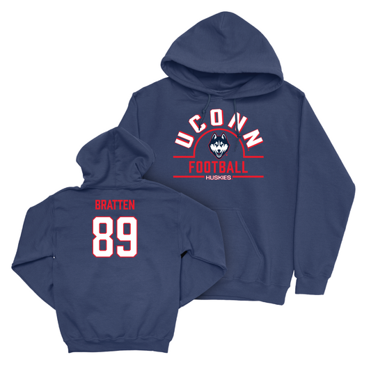 UConn Football Arch Navy Hoodie   - Trace Bratten