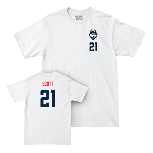 UConn Ice Hockey Logo White Comfort Colors Tee  - Trey Scott