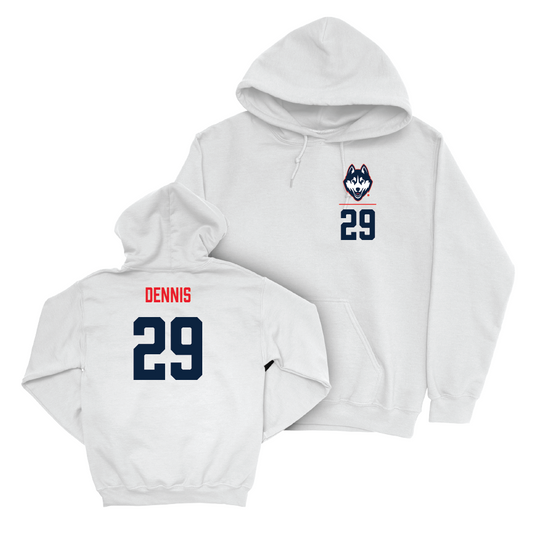 UConn Men's Soccer Logo White Hoodie   - Giovanni Dennis