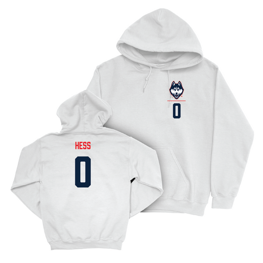 UConn Men's Soccer Logo White Hoodie   - Justin Hess