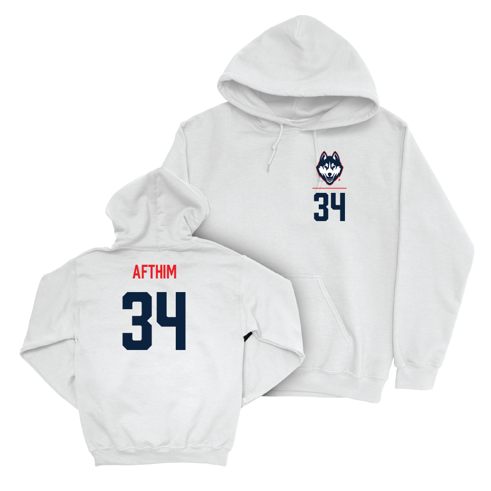 UConn Baseball Logo White Hoodie  - Brady Afthim