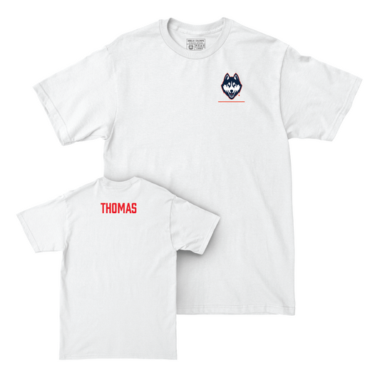 UConn Women's Swim & Dive Logo White Comfort Colors Tee  - MacKenzie Thomas