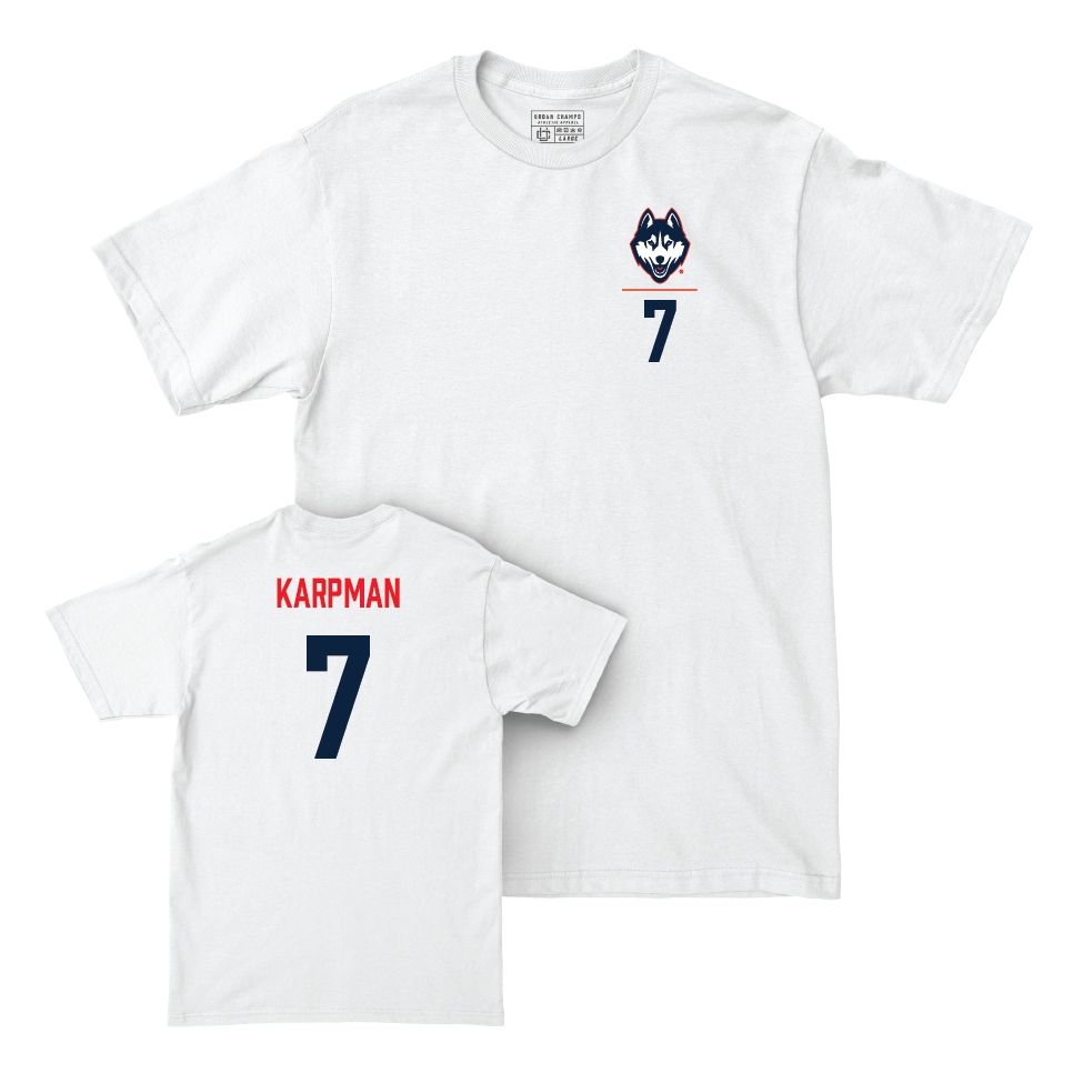 UConn Ice Hockey Logo White Comfort Colors Tee  - Huston Karpman