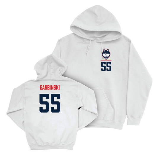 UConn Baseball Logo White Hoodie  - Garret Garbinski