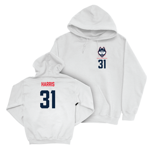UConn Football Logo White Hoodie   - Diandre Harris
